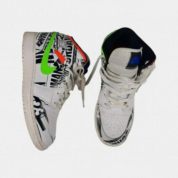 Nike Jordan 1 Mid All Over Logos - Picture 1 of 9